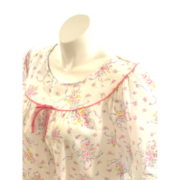 Vintage 70s Lingerie by Dixie Belle White Floral Night Gown with Pockets NWT - Picture 3 of 7